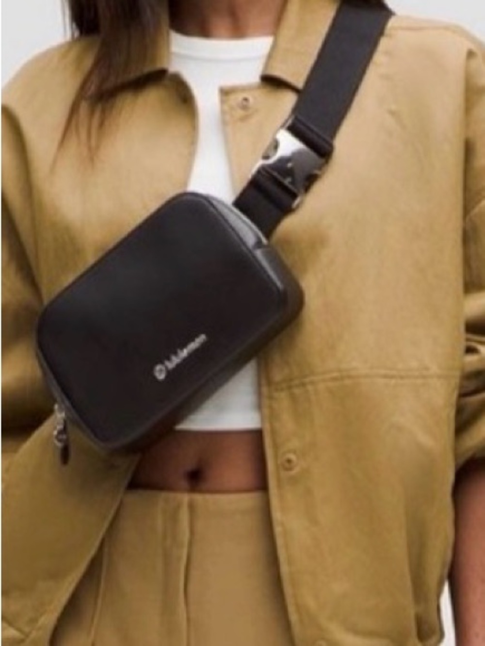 Lululemon Black Crossbody Bag Adjustable Strap Silver Hardware